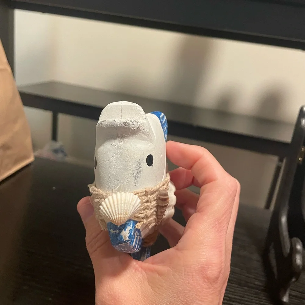 Handcrafted Blue and White Decorative Fish With Shells - Picture 3 of 6